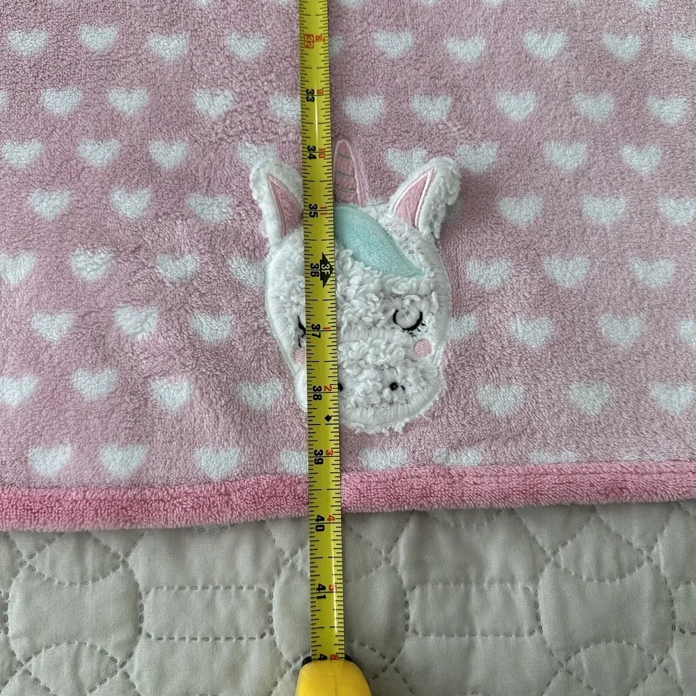 Parents Choice Baby Blanket Unicorn Heart Pink White Security Lovey Plush Sherpa